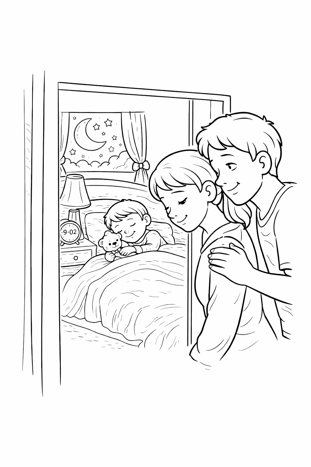 Unsere ruhige Einschlafroutine - Ausmalbuch für Kinder von 3-8 Jahren: 24 liebevolle Motive zum Ausmalen